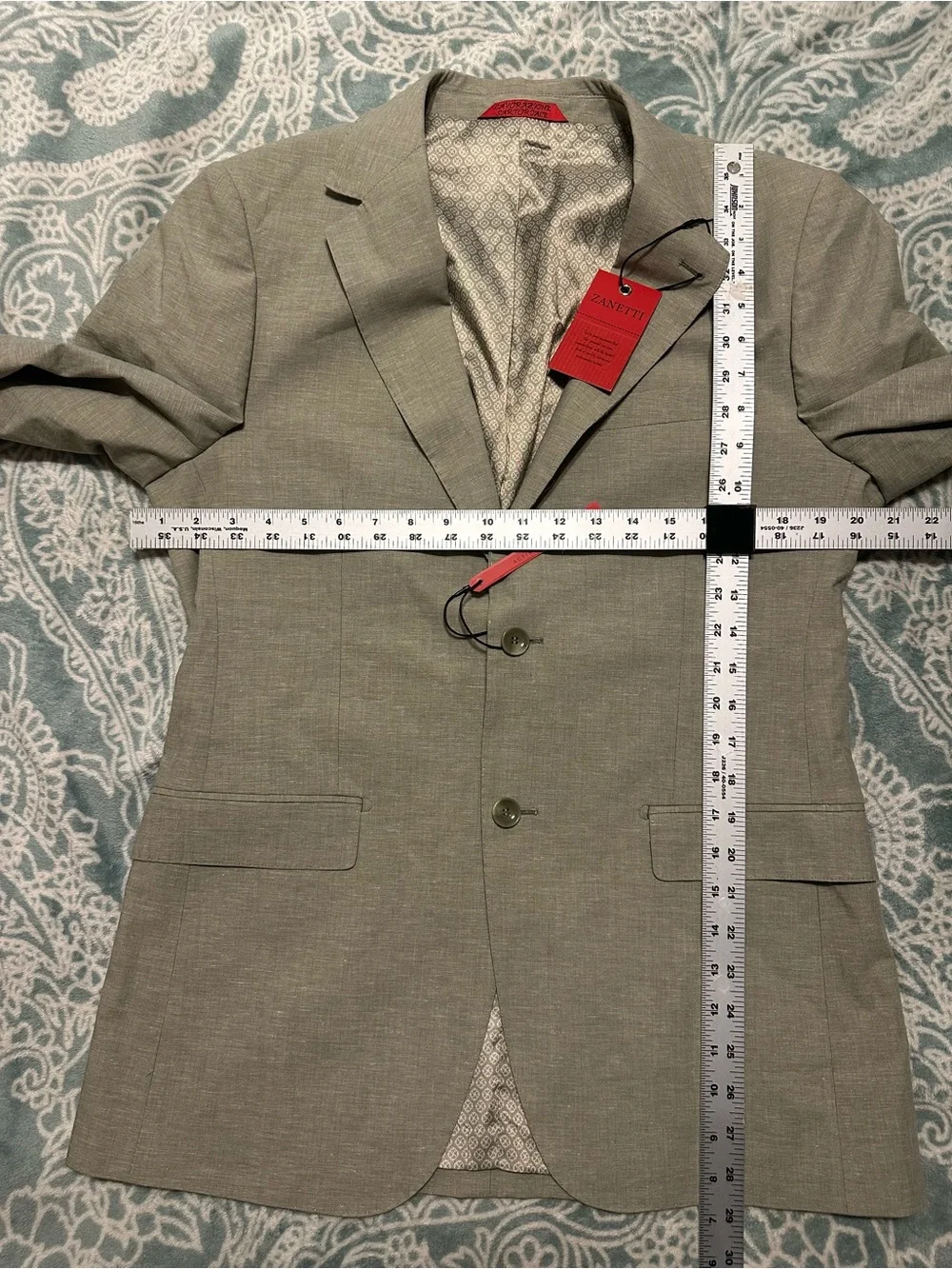 NWT Zanetti Messina Jacket Mens 38R Sage Green Linen Blend Sport Coat Blazer